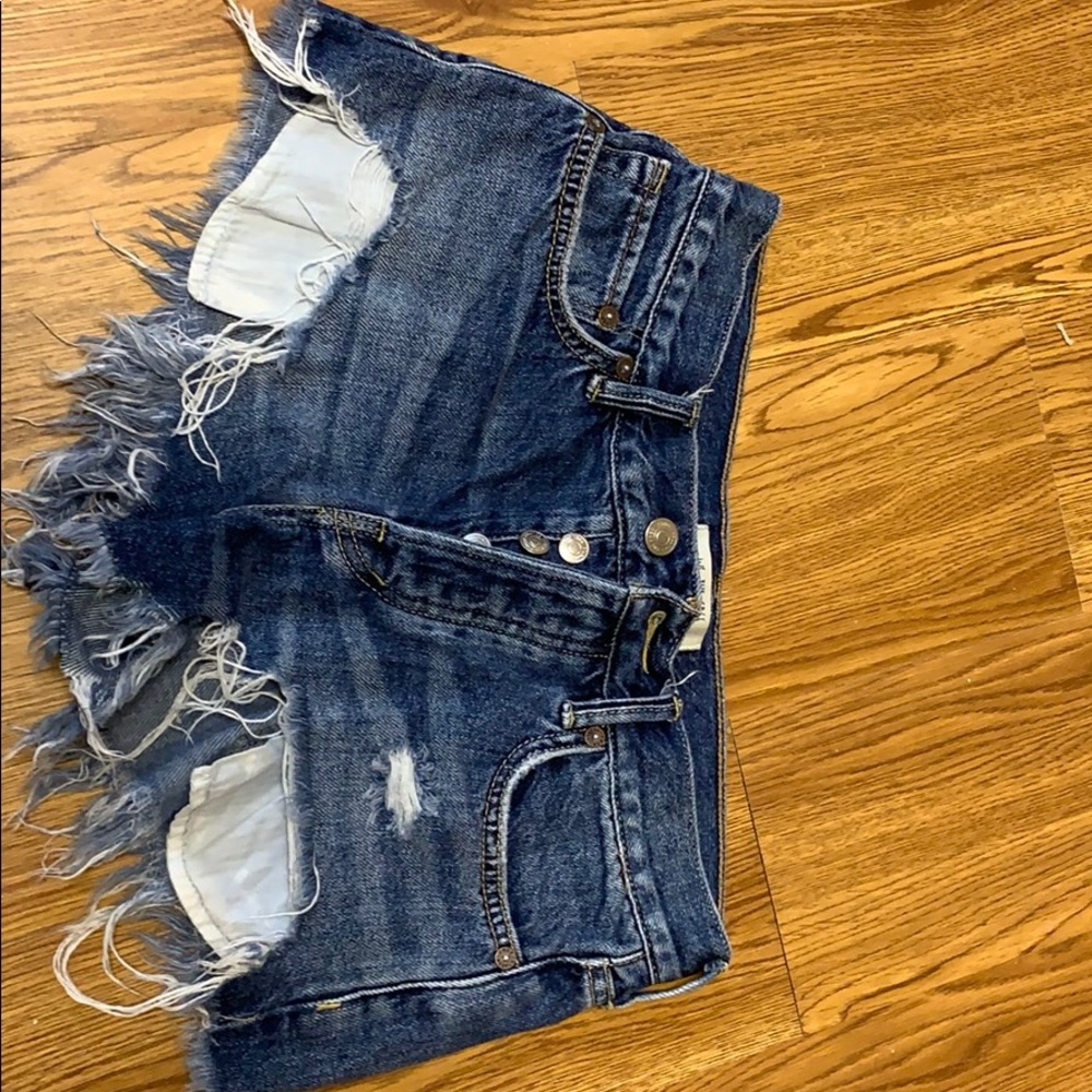 Free People Dark Wash Denim Shorts